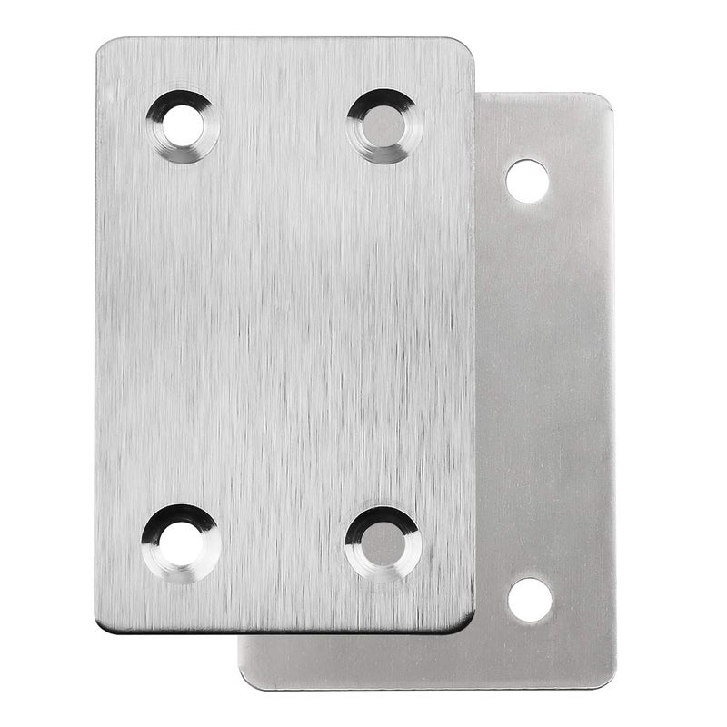 TOPPROS Pack of 20 Flat Metal Straight Brace Bracket 0.06inch Thickness Metal Flat Straight Mending Plates Fixing Corner Brace  2.4inch x 1.5 inch - Image 2